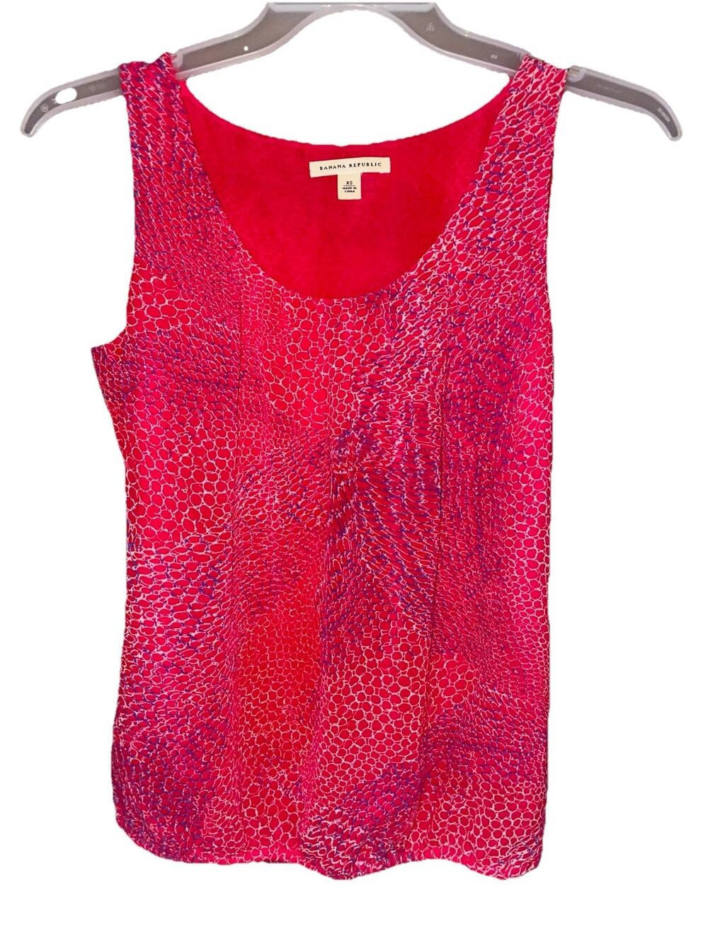 Banana Republic Women’s Blouse Sz XS Red Blue Sleeveless Top W/ Shoulder Snaps